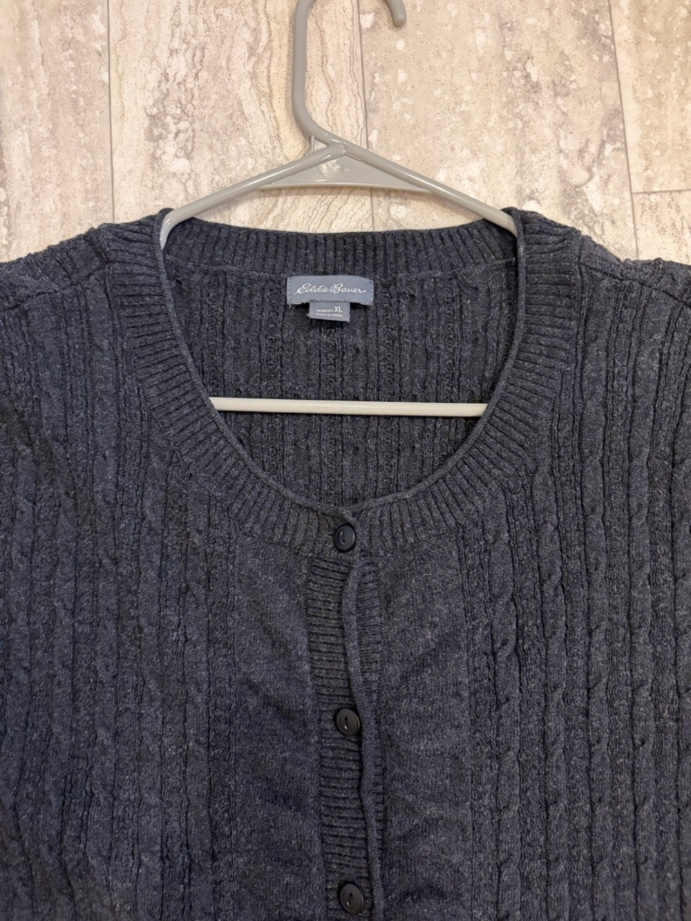 Eddie Bauer Charcoal Gray Cable-Knit Button Cardigan Sweater - Women XL